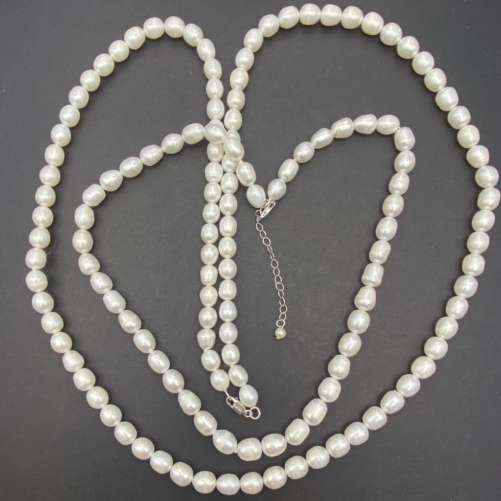 2 X Fas Sterling Silver Freshwater Pearl Necklaces 36